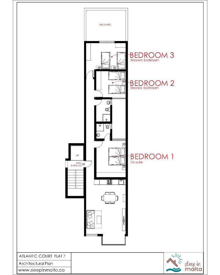 F7 Room 2, Private Bedroom Two Single Beds Shared Bathroom In Shared Flat Msida Exterior foto